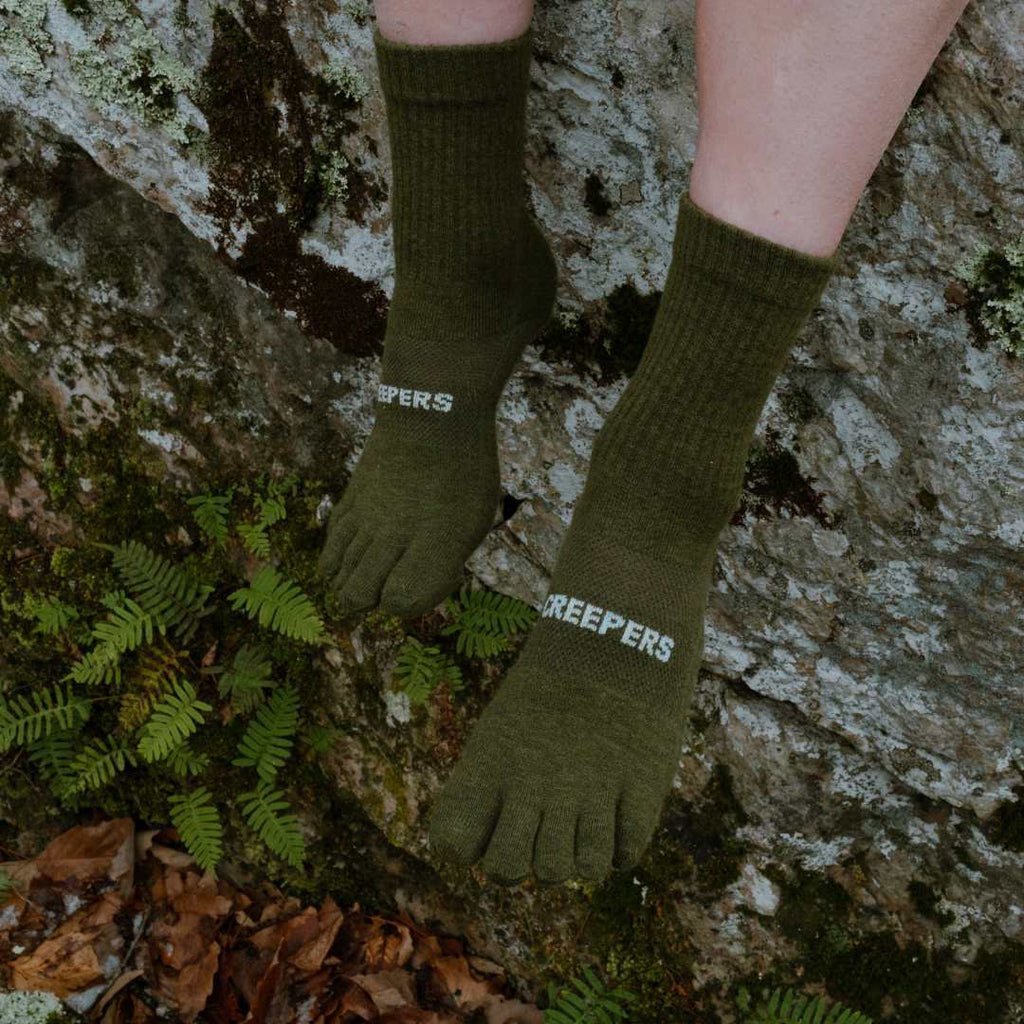 Olive drab merino toe socks