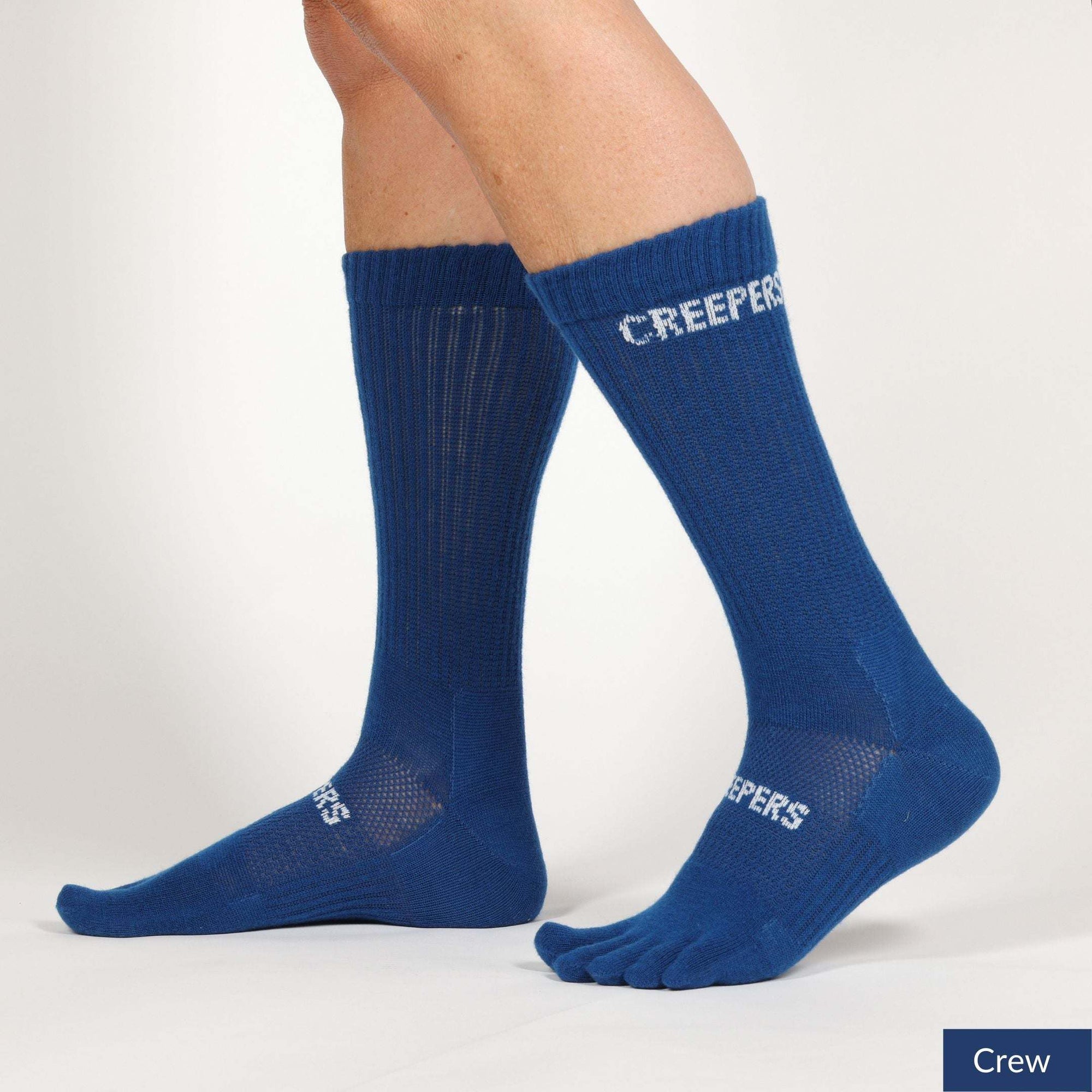creepers socks merino toe socks in blue crew